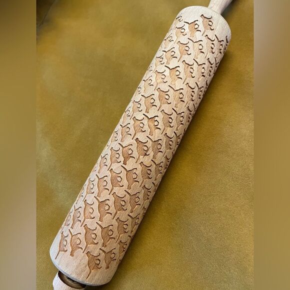Valek Rolling Pin Laser Engraved Cat Pattern Made in Poland - Picture 2 of 4